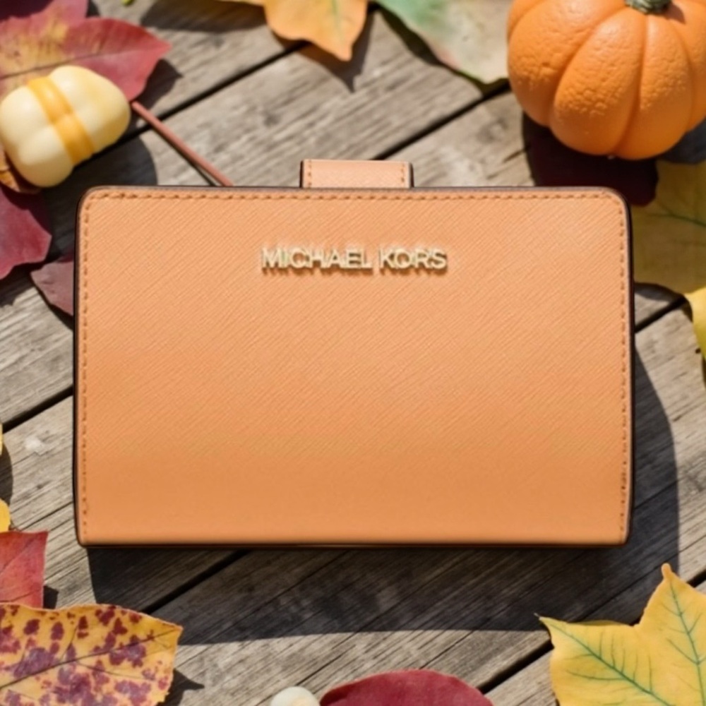 🧡MICHAEL KORS🧡Cider Medium Crossgrain Leather Bifold Wallet/NWT